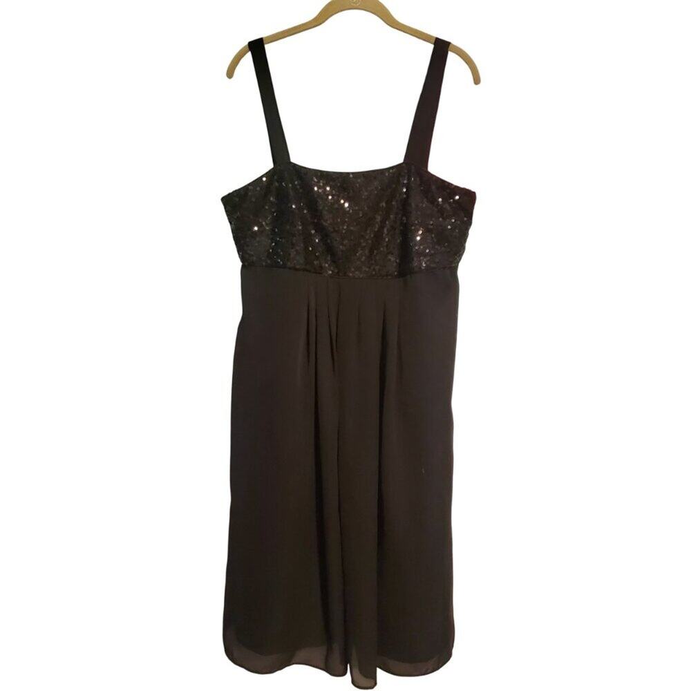 Vintage 90s Y2K Black Sequin Sleeveless A Line Knee Lenngth Dress Goth Glam - Picture 2 of 10